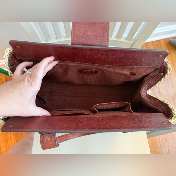 Fossil Leather Straw Basket Large Handbag - Picture 9 of 10